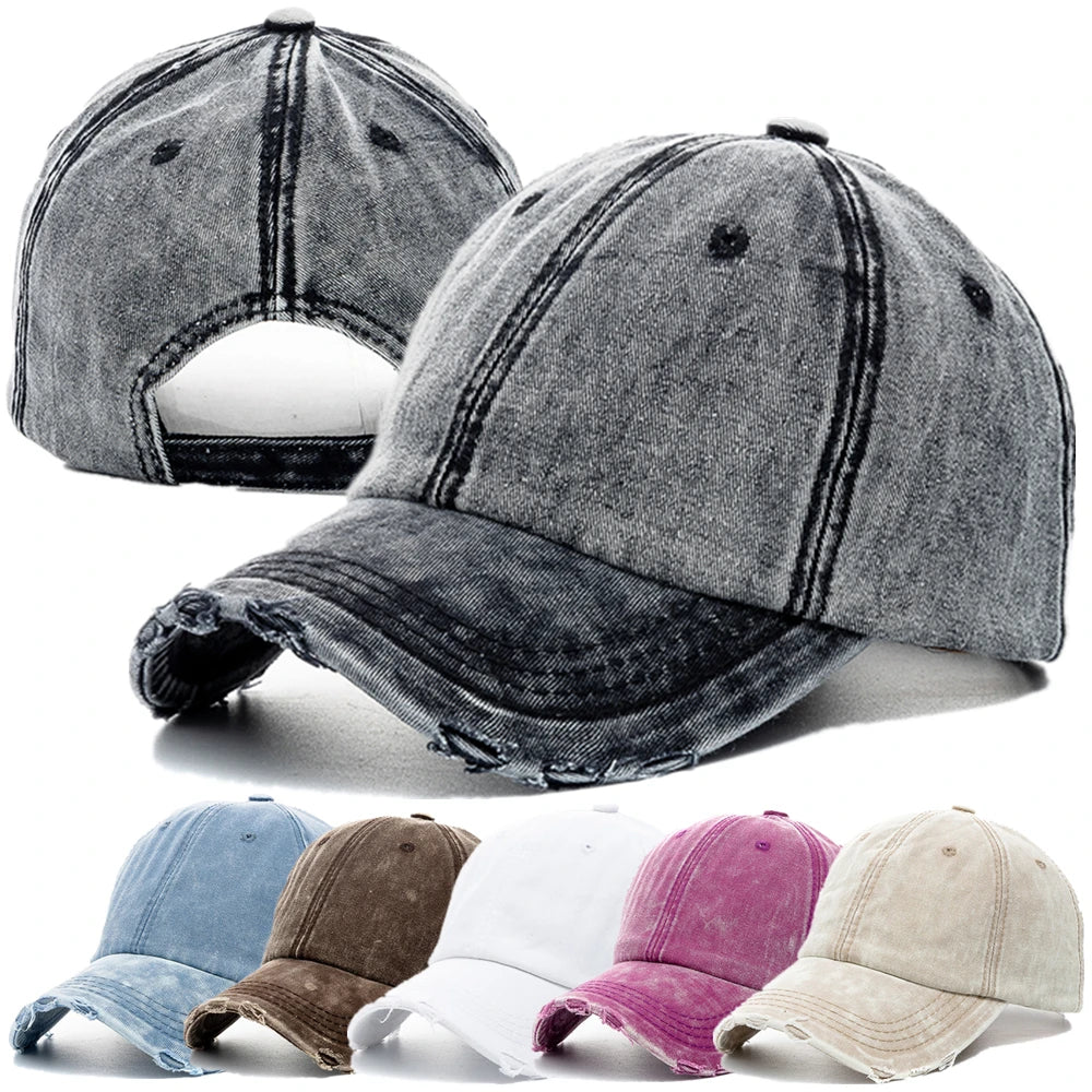 New Unisex Washed Cotton Cap High Quality Denim Plain Baseball Cap