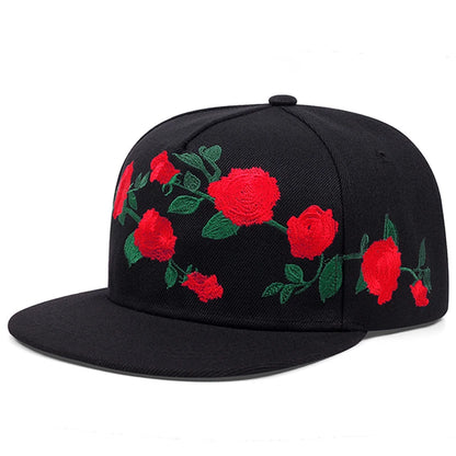 Fashion Fastball Rose Embroidery Hip Hop Baseball Cap Snapback Hat Adult