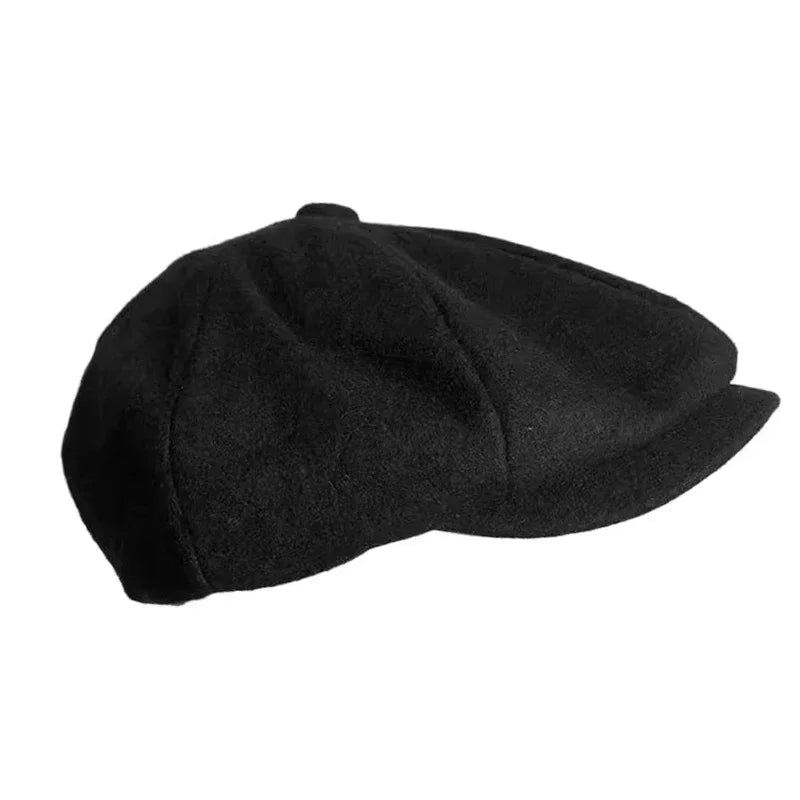 Wool Newsboy Cap Black Khaki Men Women British Gatsby Retro Hat