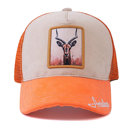 Unisex Rich Color Antelope Pattern Patch Design Suede Hat Male Female Summer