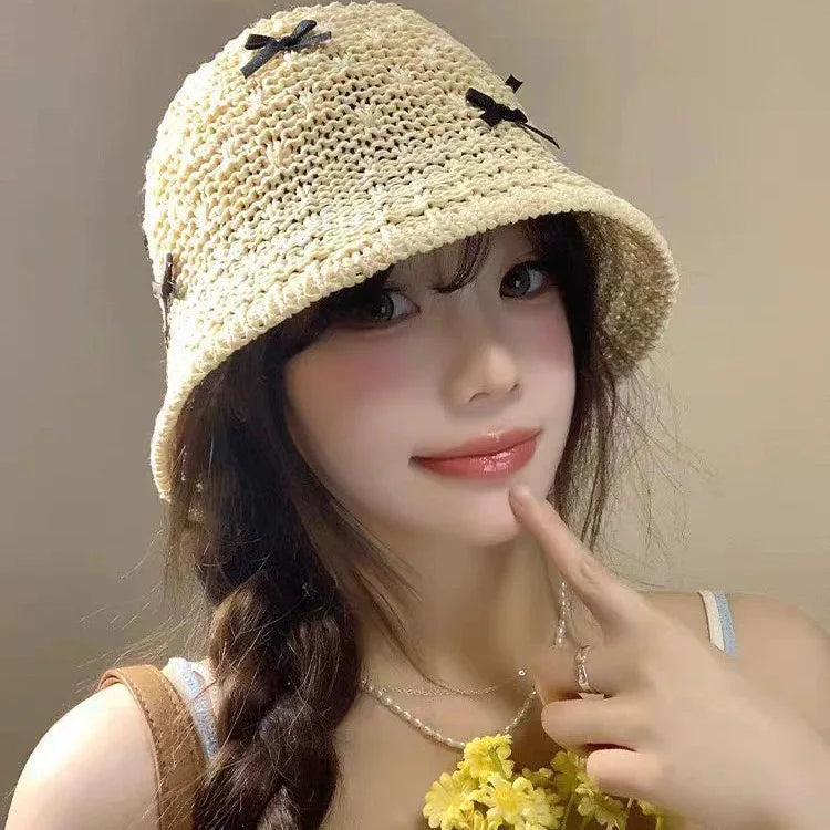 Women Summer Breathable Straw Hat Large Brim Adjustable
