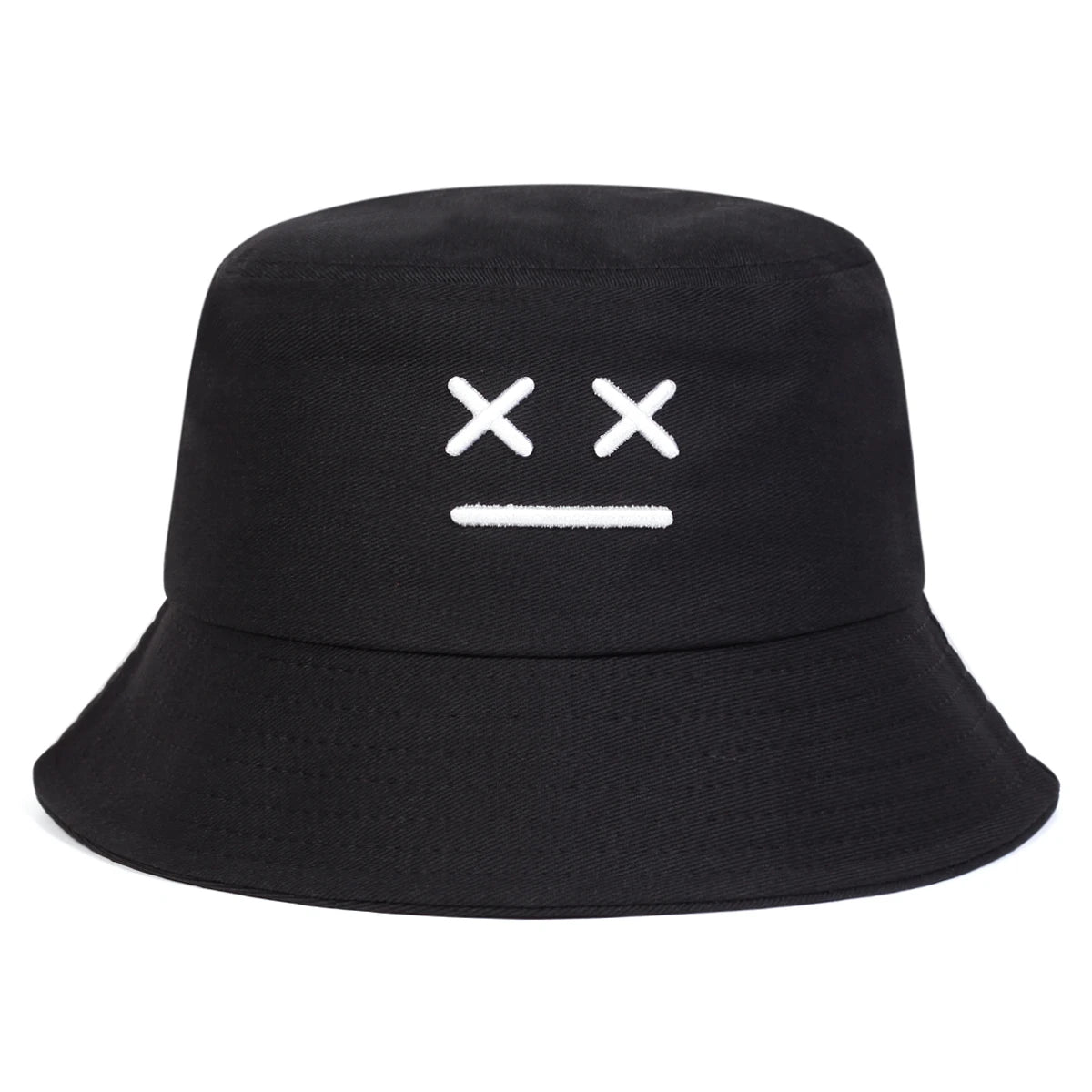 Unisex XX Smiling Face Embroidery Personality Bucket Hats Fishermen Caps