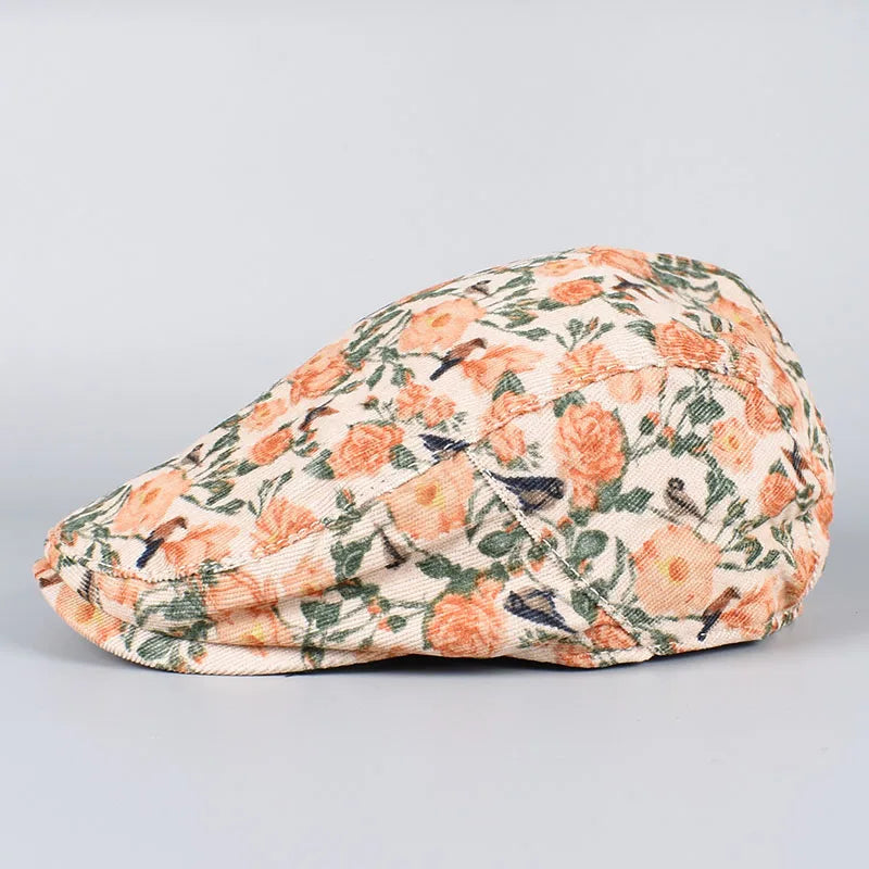Beret Women Spring 2026 Summer Vintage Floral Print French Cap Peaky Blinders Hats