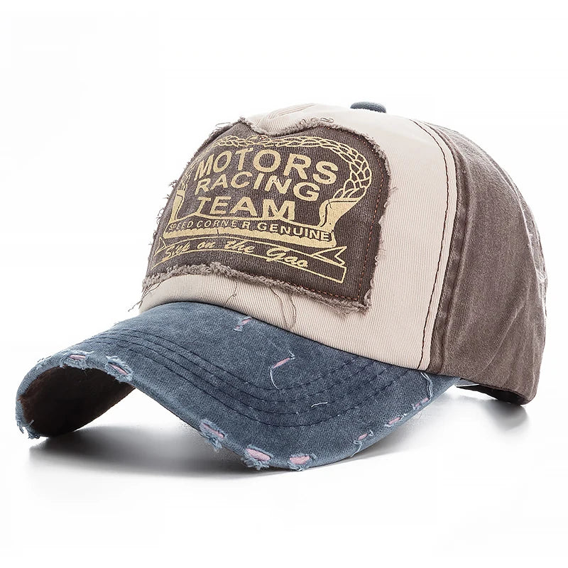 Washed Cotton Damage Baseball Cap Motor For Men Women