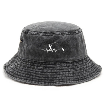 Customize Fishing Bucket Hat Cotton Washed Distressed Fishing Drawing Outdoor Sun Hat for Men
