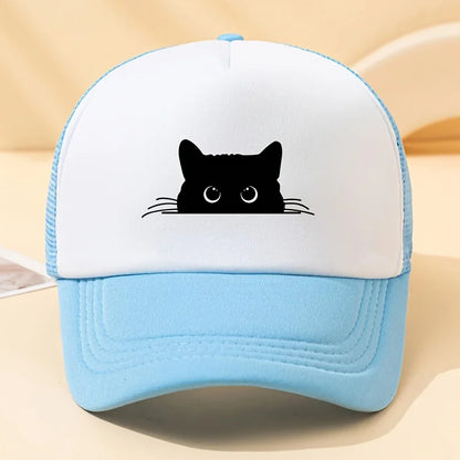 Cute Cat Printed Baseball Net Hat, Men's and Women's Daily Decoration