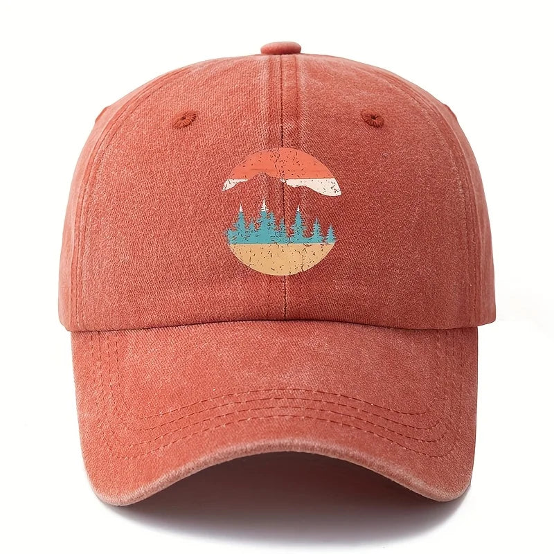 Mountain Sunset Printed Baseball Hat for Men and Women Suitable for Camping, Hiking, Leisure