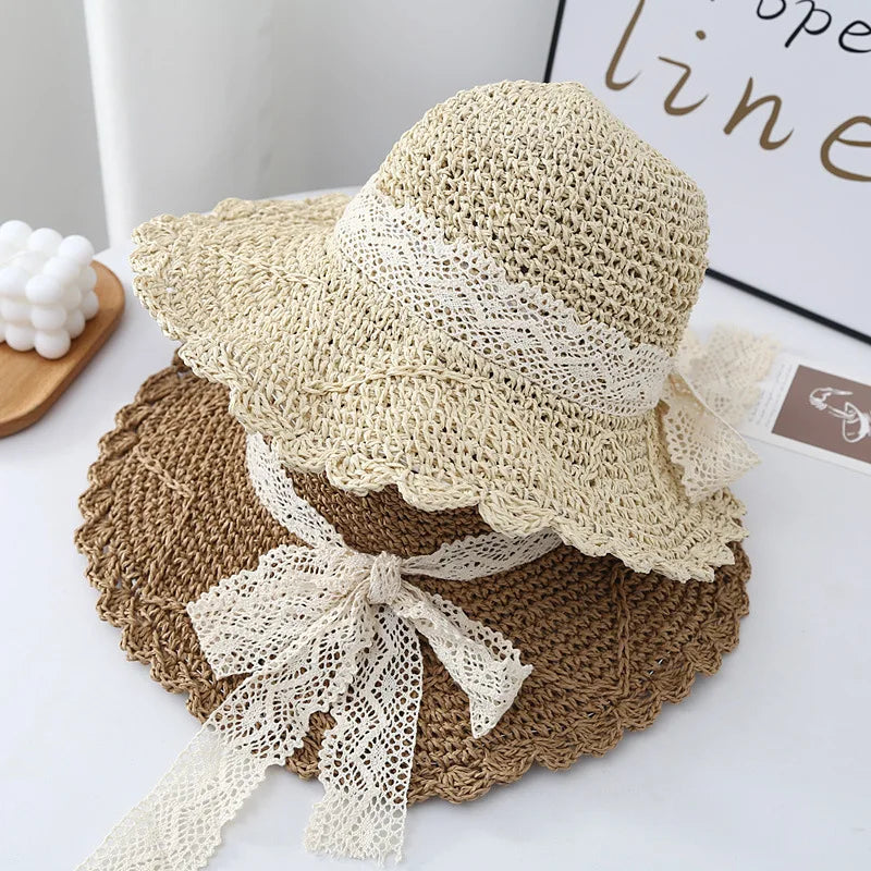 New Summer Beach Hat For Women Popular Wide Brim Straw Bucket Hat