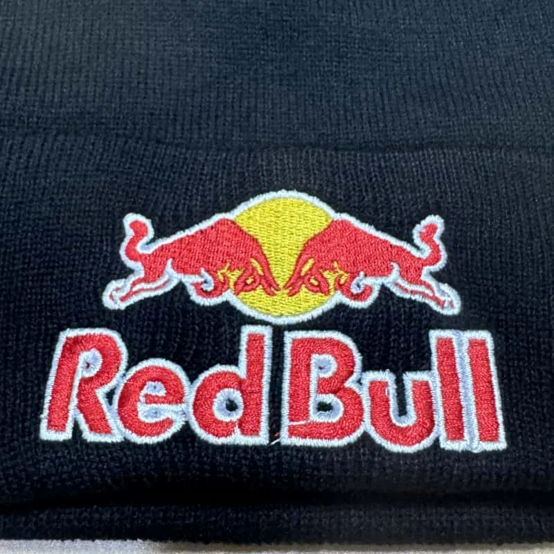 Embroidered Red Bull Knitted hat Beanie Winter Hat Unisex Warm Cap Red Bull