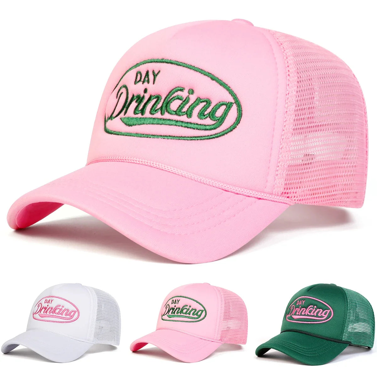 Unisex Day Drinking Letter Embroidery Baseball Net Caps Spring Summer