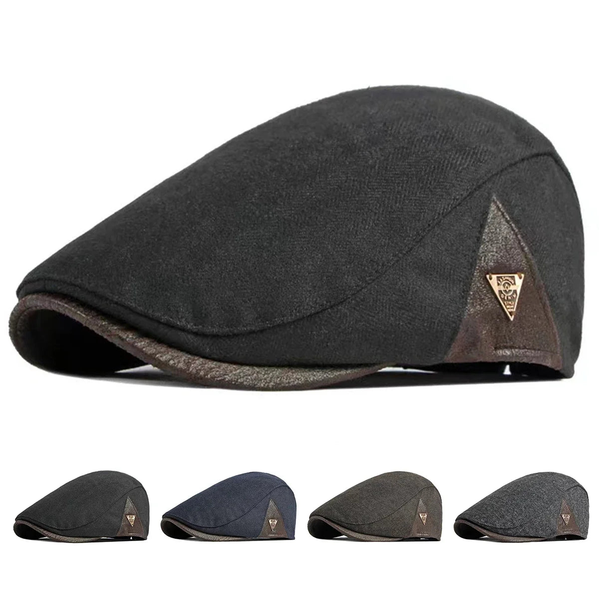 Men Side Triangle Label Newsboy Caps British Painters Hats