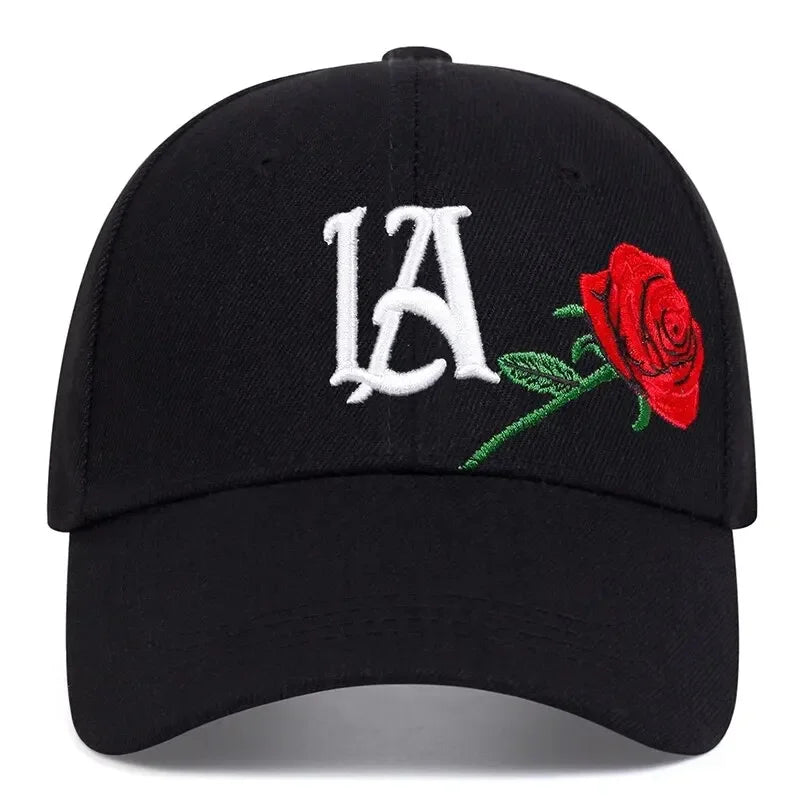 Unisex LA Rose Embroidery Baseball Caps Spring and Autumn