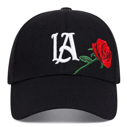 Unisex LA Rose Embroidery Baseball Caps Spring and Autumn