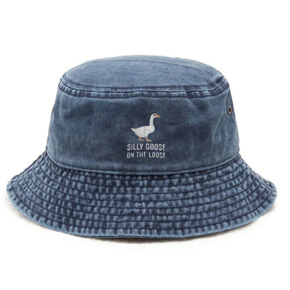 Silly Goose Washed Cotton Bucket Hat for Men Women Vintage