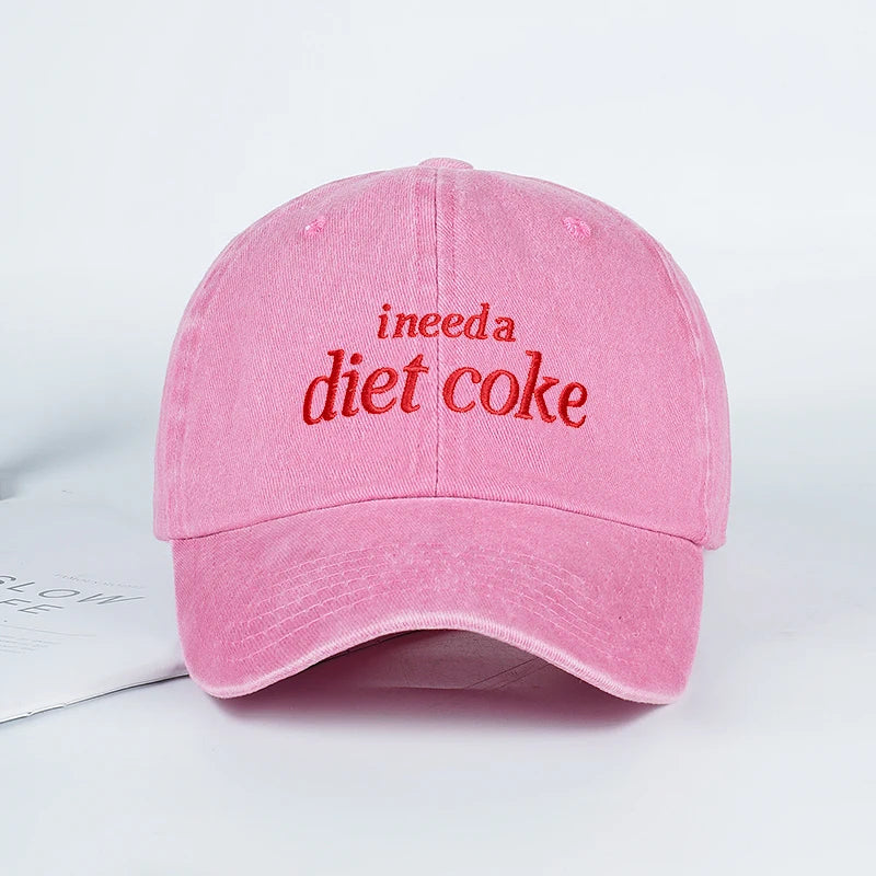 “I Need A Diet Coke” Embroidered Washed Baseball Cap