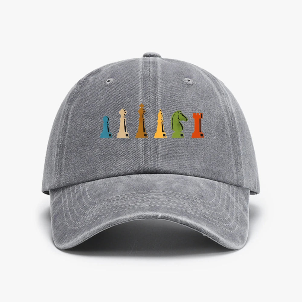 Chess Board Game Washed Baseball Cap
