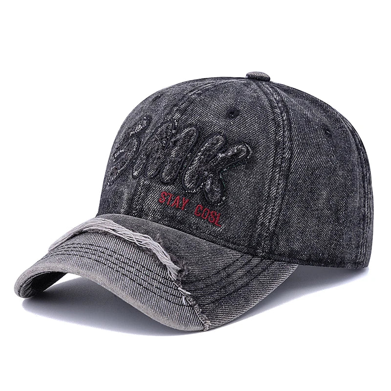 Unisex Washed Cotton Raw Hem Baseball Cap