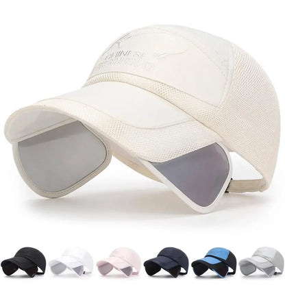Adjustable Sun Visor Hat Retractable Brim Fishing Cap Quick-Drying Breathable Mesh