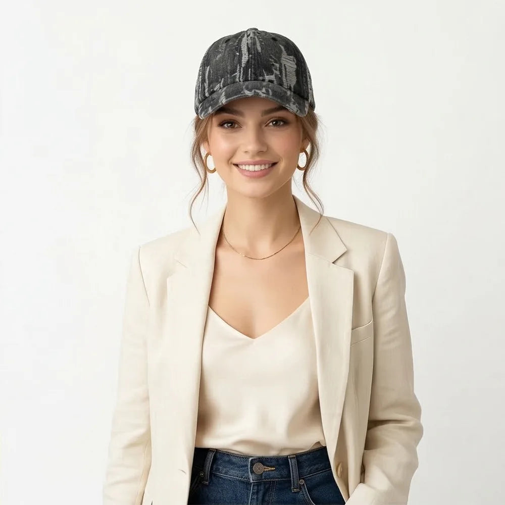 Vintage Distressed Washed Denim Baseball Cap