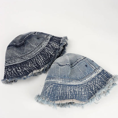 2023 Washed Denim Bucket Hat Women Fisherman's Hat