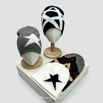 Warm Versatile Streetwear Fashion New Simple Star Hip Hop Beanies Niche Skate