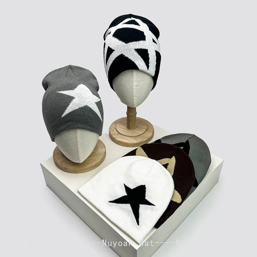 Warm Versatile Streetwear Fashion New Simple Star Hip Hop Beanies Niche Skate