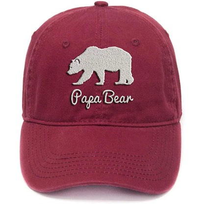 Lyprerazy Papa Bear Washed Cotton Men Women Unisex Hip Hop Cool Flock Printing Baseball Cap Dad Cap