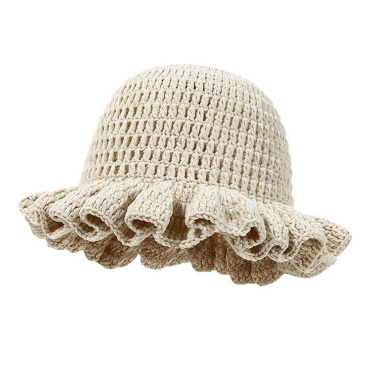Solid Color Hand Knitted Knit Hat In Bohemian Style With Hollowed Out