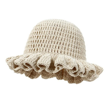Solid Color Hand Knitted Knit Hat In Bohemian Style With Hollowed Out