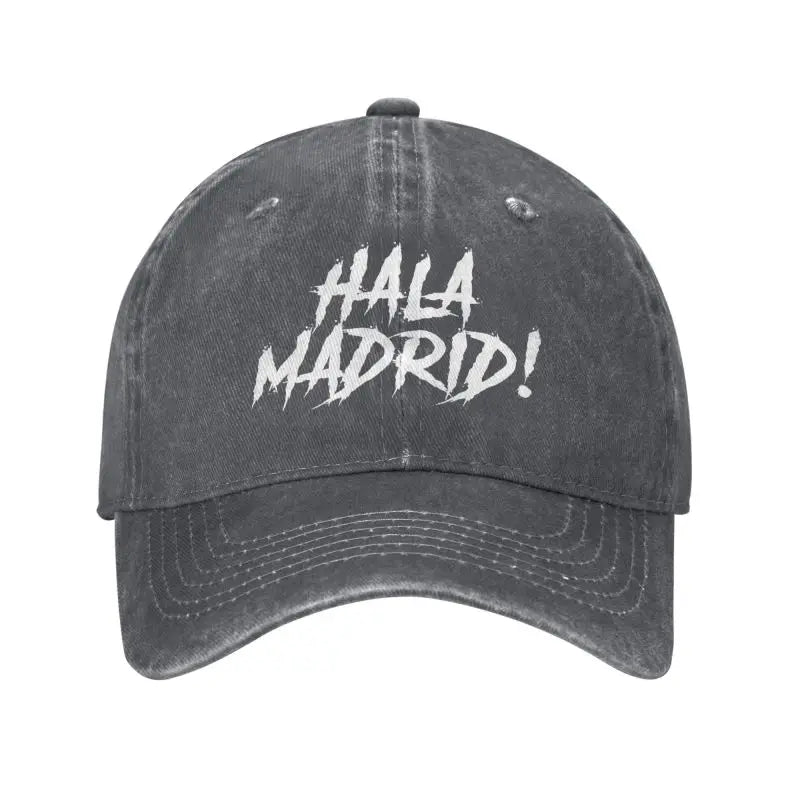 Hala Madrid Letters Print Cotton Denim Baseball Cap