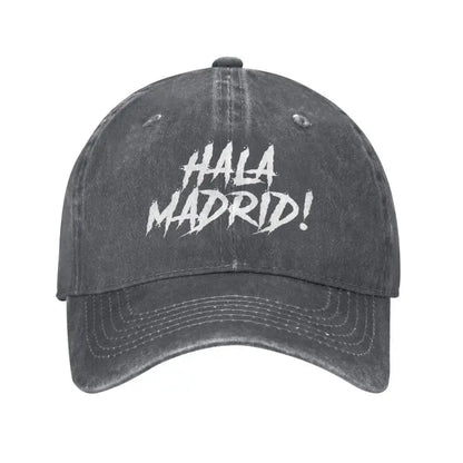 Hala Madrid Letters Print Cotton Denim Baseball Cap