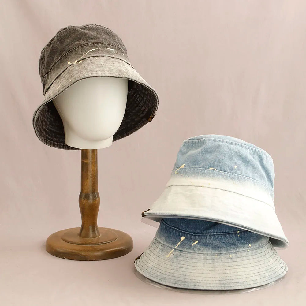 2026 Washed Denim Bucket Hat Women Fisherman's Hat