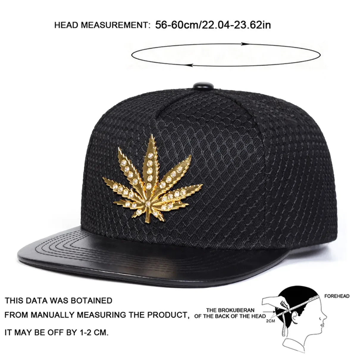 Unisex Diamond Hemp Leaf Label Hip-Hop Hats Spring Autumn
