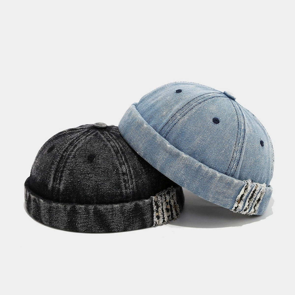 Worn-Out Denim Melon Hat
