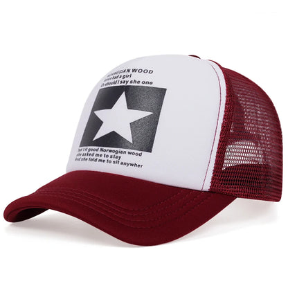 New Trendy Breathable Mesh Hat Pentagram Street Dance Skateboarding Outdoor Leisure Sunshade Baseball Hat Unisex