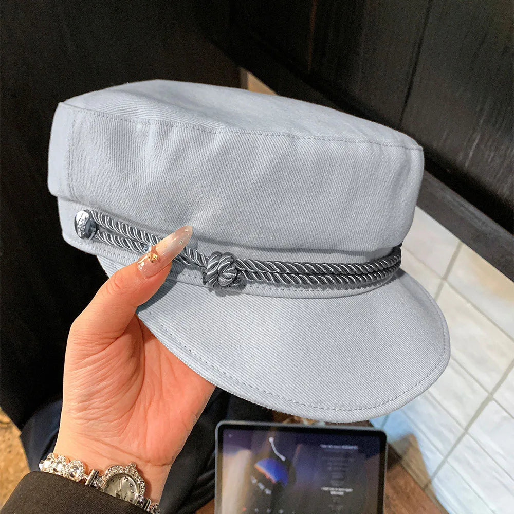 Double Rope Braid Flat Top Cap Painter Hat Duckbill Cap