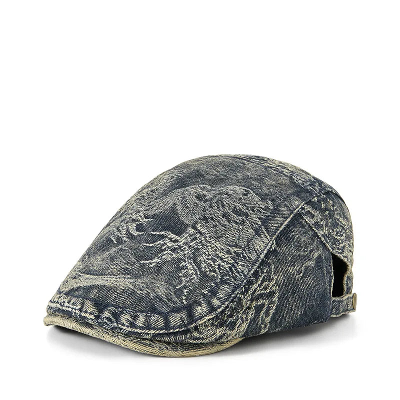 2026 Women's Distressed Denim Newsboy Cap