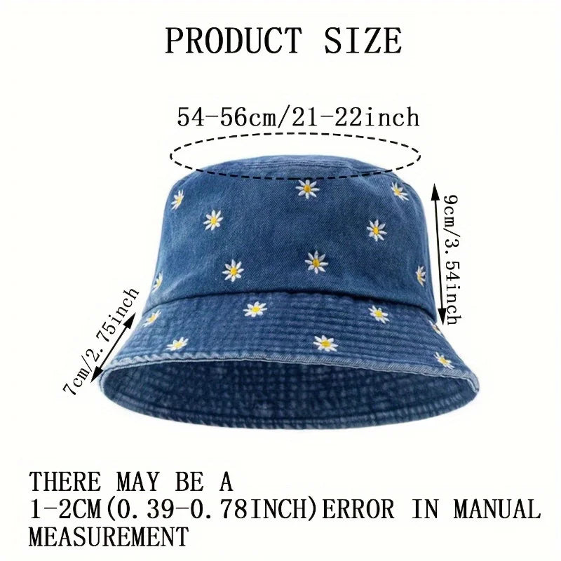 Women's Fashion Retro Embroidered Daisy Bucket Hat