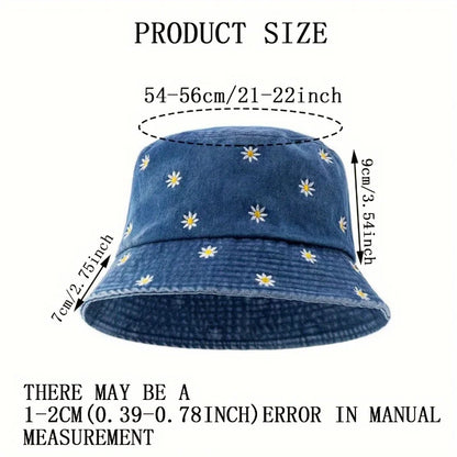 Women's Fashion Retro Embroidered Daisy Bucket Hat