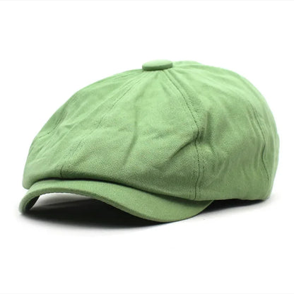 Solid Cotton Newsboy Caps Men Flat Peaked Cap Women Painter Beret Hats