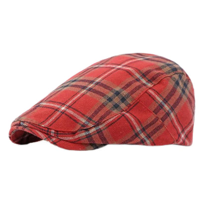 Spring Summer Dopamine Plaid Beret Duck Tongue Forward Hat