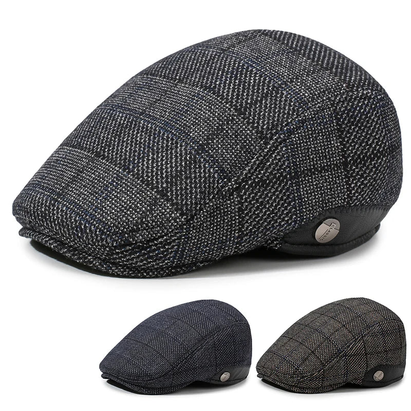 Men's Vintage British Style Beret, Autumn Winter Warm Newsboy Cap