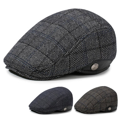 Men's Vintage British Style Beret, Autumn Winter Warm Newsboy Cap