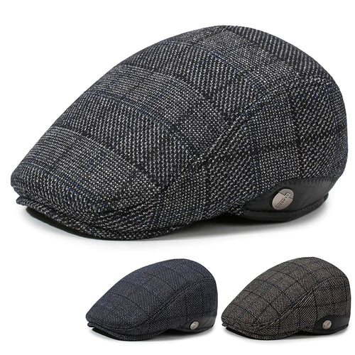 Men's Vintage British Style Beret, Autumn Winter Warm Newsboy Cap