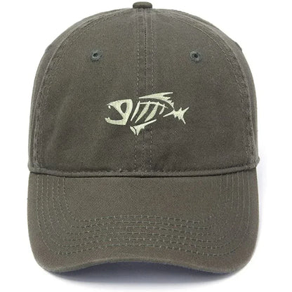Lyprerazy Men's Baseball Cap Skeloton Fish Embroidery Hat
