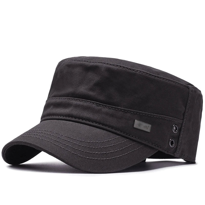 Four Seasons Flat Top Hat Men Simple Cotton Peaked Hat
