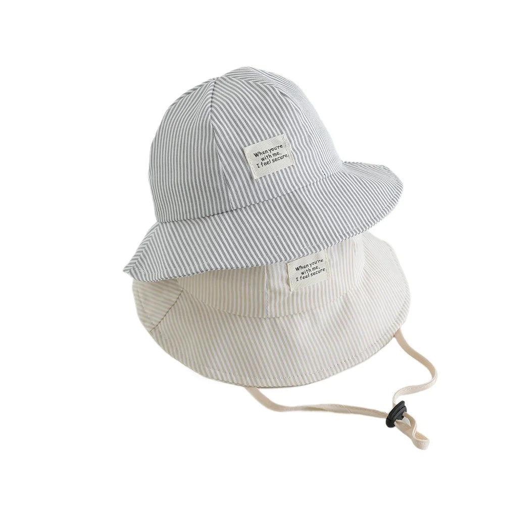 New Panama Summer Striped Children Bucket Hat Baby Boys And Girls Beach