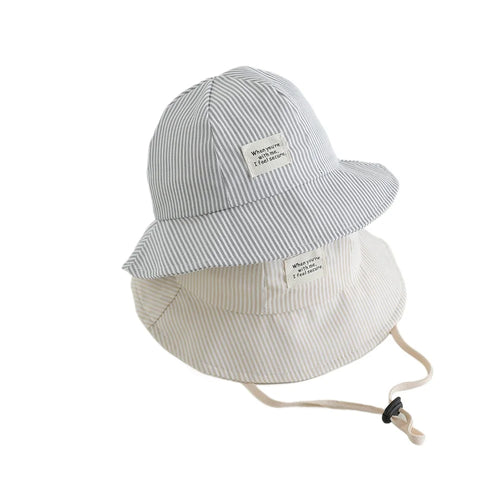 New Panama Summer Striped Children Bucket Hat Baby Boys And Girls Beach