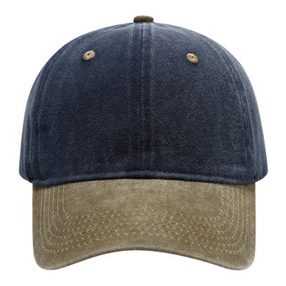 Washed Denim Spliced Baseball Caps Men's And Women's Vintage