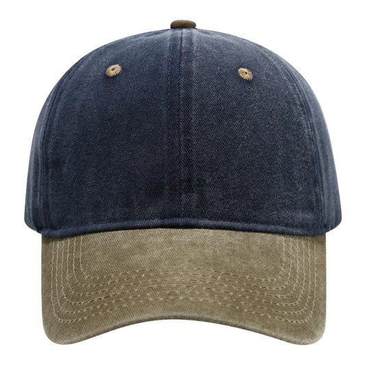 Washed Denim Spliced Baseball Caps Men's And Women's Vintage